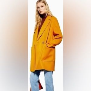 TOPSHOP Carly yellow long winter pea coat, US size 4, NWT!
